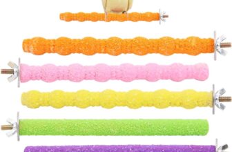 6 Pcs Parrot Perches,Colorful Birdcage Scrub Stand Bar for Bird Parrot Budgies Parakeet Cockatiels Conure Lovebird Cage Paw Grinding Toy