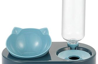 Cat Bowl, Feeding & Watering Supplies For Cats, Cat Food Bowls With 0-15°Adjustable Tilted, Gravity Water,Pet Food Bowl For Cats And Small Dogs, blue