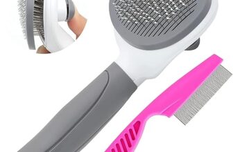 Cat Brush for Shedding, Cat Hair Brush with Release Button for Indoor Cats Dogs Self Cleaning Grooming(Grey)