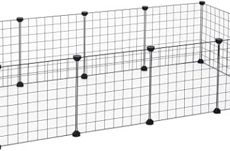 PawHut DIY Pet Playpen Metal Wire Fence 12 Panel Enclosure Indoor Outdoor Guinea Pig Rabbit Small Animals Cage, Black