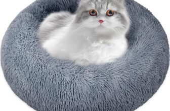 Whome Cat Beds for Indoor Cats and Kitten,Comfortable Pet Bedding & Furniture,Large Calming Donut Bed,Ideal for Small Pets, Relieves Cat Anxiety,Washable, Fluffy,(50CM * 50CM, XS,Dark Grey)