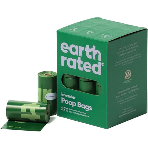 Earth Rated Dog Poo Bags, Guaranteed Leak Proof and Extra Thick Waste Bag Refill Rolls For Dogs, Lavender Scented, 270 Count