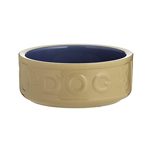 Mason Cash Cane & Blue Lettered Stoneware Dog Bowl, 18 cm